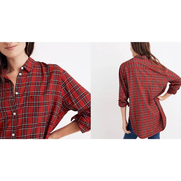 Madewell Brand New Oversized Ex Boyfriend Shirt Button Down Tartan Plaid Size S - Picture 1 of 11